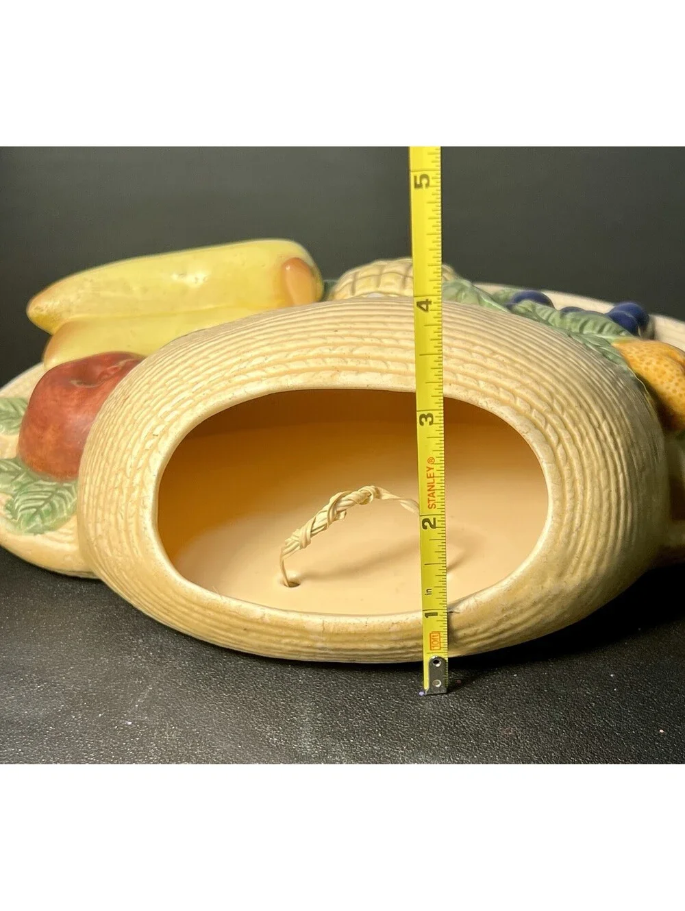 Empress by Haruta Japan 1960s Fruit Hat Wall Pocket Vase Ceramic, 10x7”